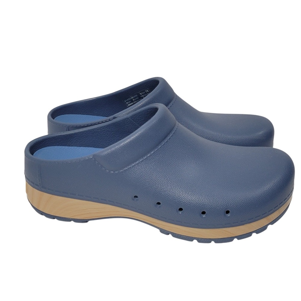 Dansko Kane Mule Clogs Women Size 38 US 7.5-8 Blue Molded Comfort Rubber Slip On